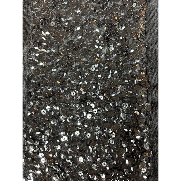 J Crew Wool Cardigan Black Medium Sequin Shawl Neck Cropped Long Sleeve - Picture 9 of 10